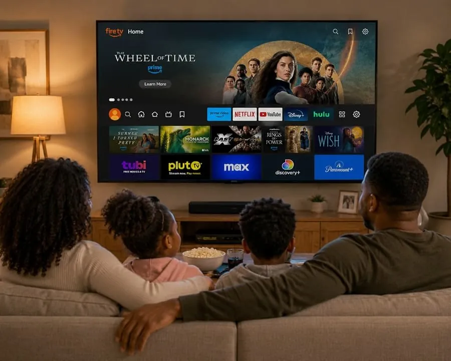 Gezin op de bank voor de tv